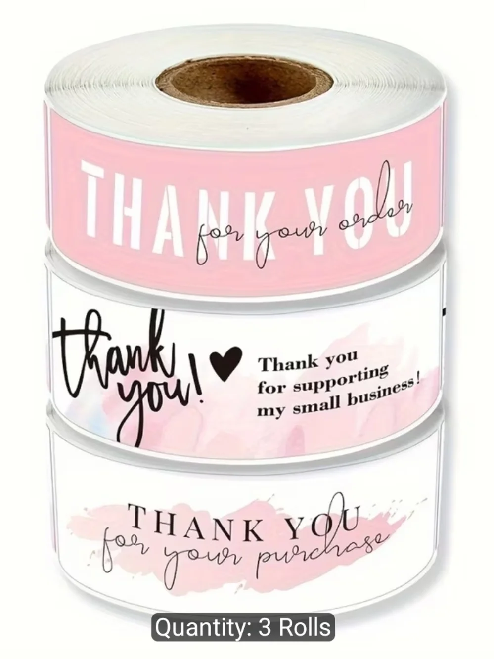 120pcs/roll Thank You Sticker Roll Set - Pink & White